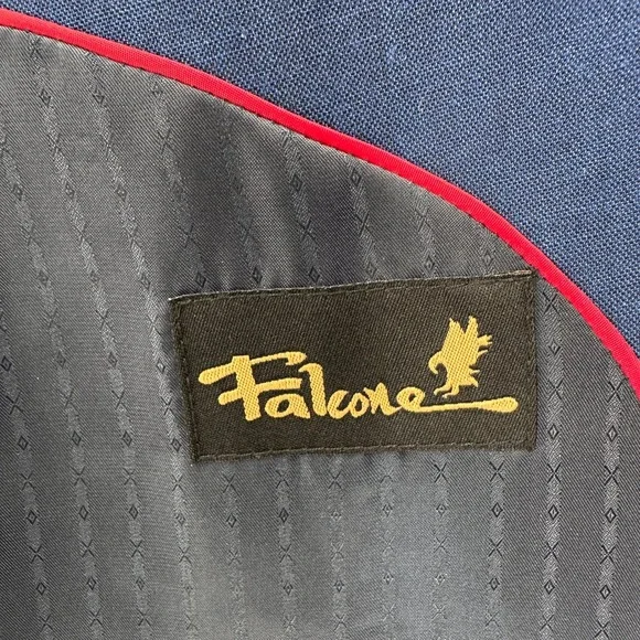 Falcone Mens Blue 2 Piece Suit Set Peak Lapel Blazer Jacket 52L Pants 40X28